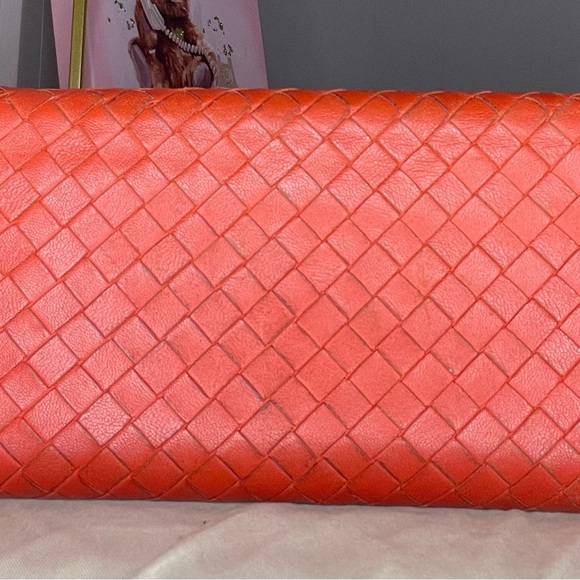 Bottega Veneta Orange Intrecciato Nappa Leather Flap Waller - Picture 5 of 15